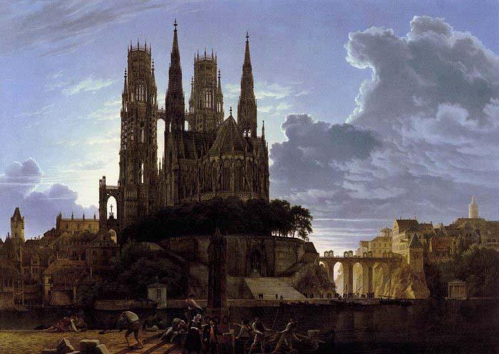 Karl friedrich schinkel Medieval Town by Water after 1813